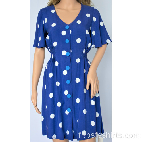 Robe à pois bleu femme